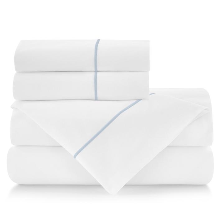 PEACOCK ALLEY BOUTIQUE EMBROIDERED PERCALE SHEET SET SKY