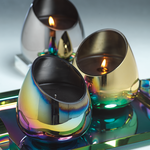 SLANT GLASS CANDLE JAR:  GOLD