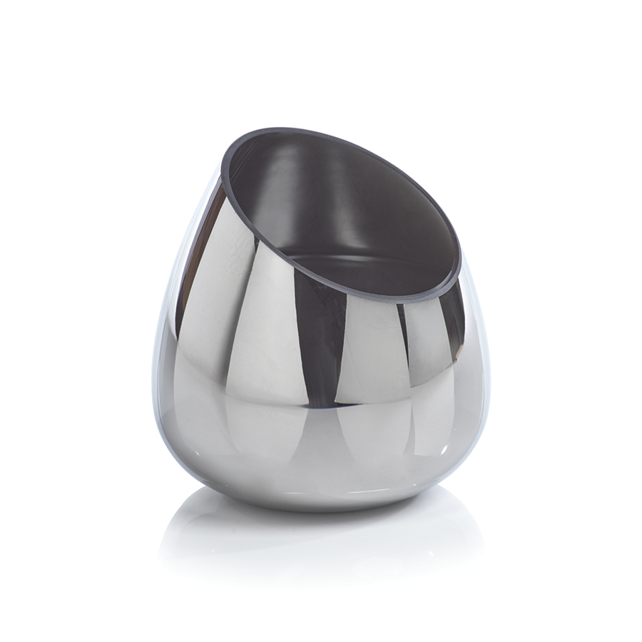 SLANT GLASS CANDLE JAR:   SILVER