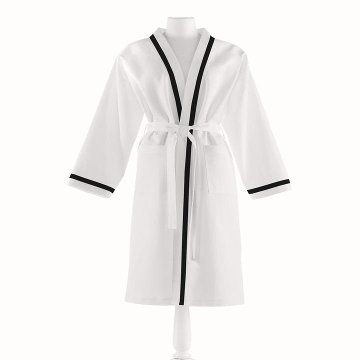 PEACOCK ALLEY PIQUE BATHROBE BLACK