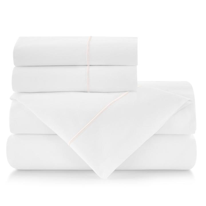 PEACOCK ALLEY BOUTIQUE EMBROIDERED PERCALE SHEET SET  BLUSH