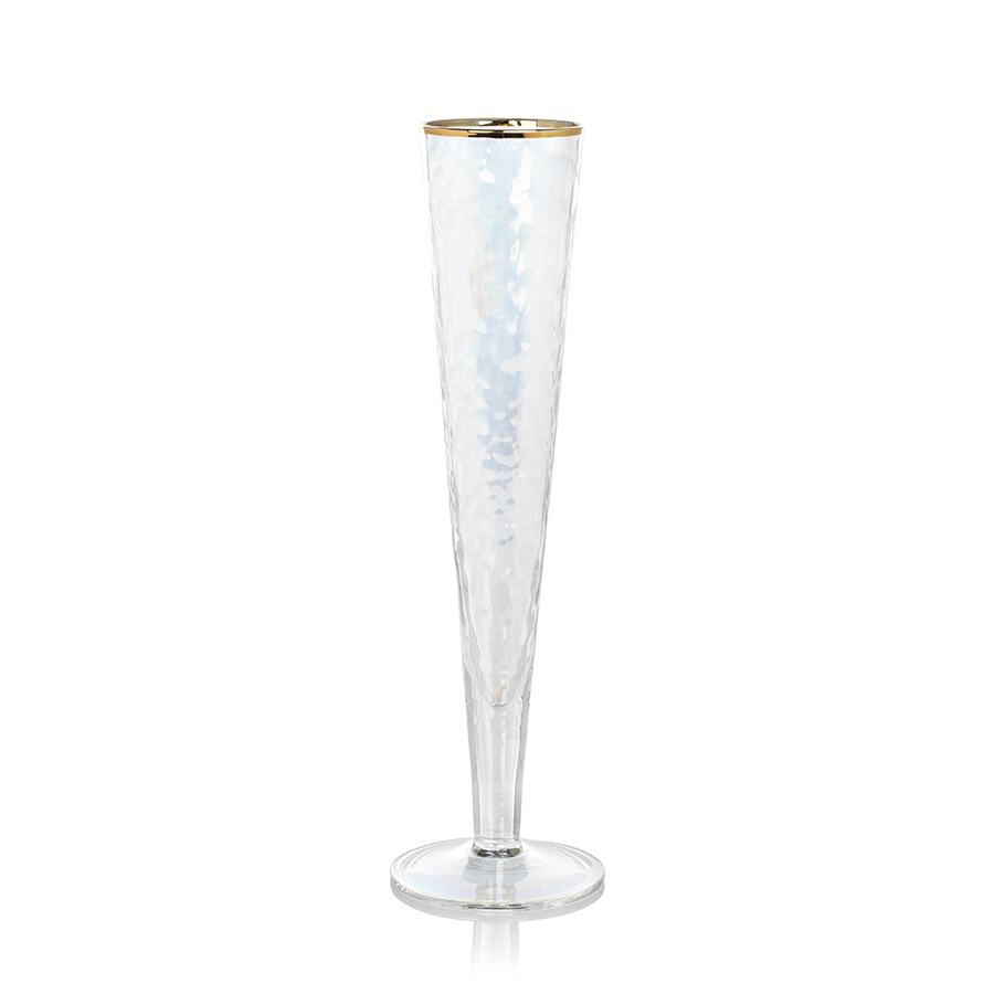 APERITIVO SLIM CHAMPAGNE FLUTE - LUSTER WITH GOLD RIM