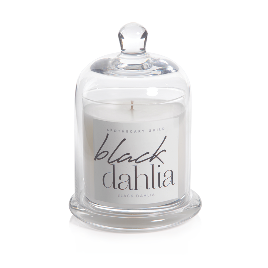 APOTHECARY GUILD SCENTED JAR CANDLE WITH GLASS DOME: BLACK DAHLIA