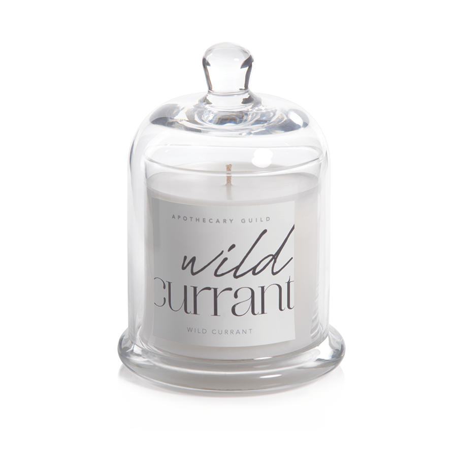 APOTHECARY GUILD SCENTED CANDLE WITH GLASS DOME:  WILD CURRANT