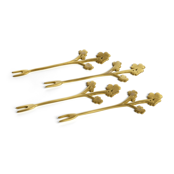 LITTLE FLOWERS COCKTAIL FORKS - SET OF 4 - MATT GOLD