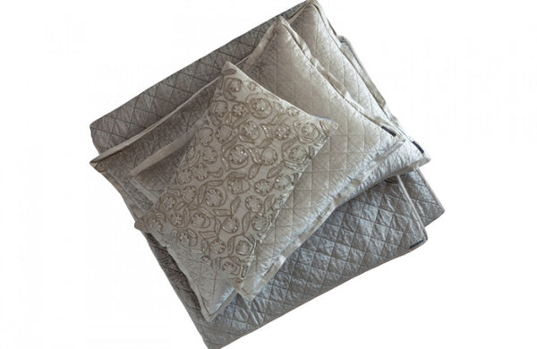 LILI ALESSANDRA CHLOE ICE SILVER VELVET LUXURY COVERLET & BEDDING